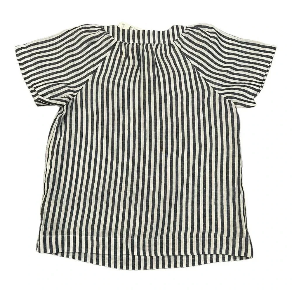J crew Flutter-sleeve linen V-neck top in stripe